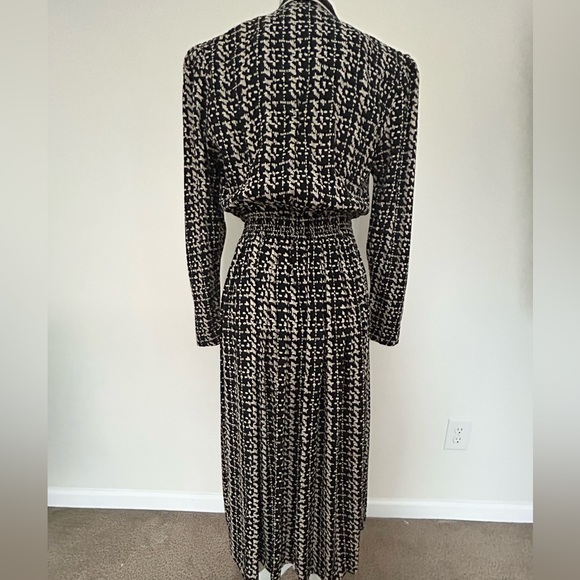 Vintage 80s Cynthia Howie Black White Midi Power Shoulder Dress Size:6 - Picture 3 of 13